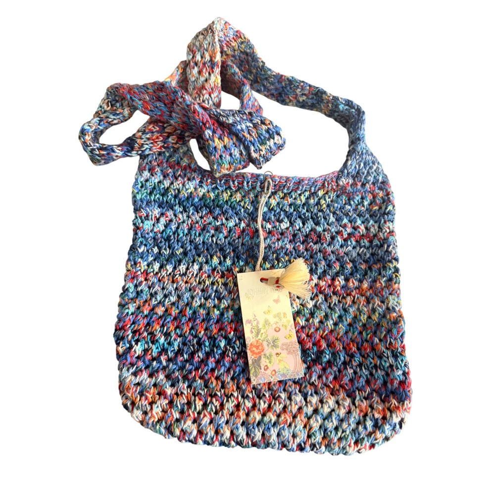 Johnny Was Mini Nahal Crochet Bag NWT Multicolor Knit Crossbody Shoulder Tote